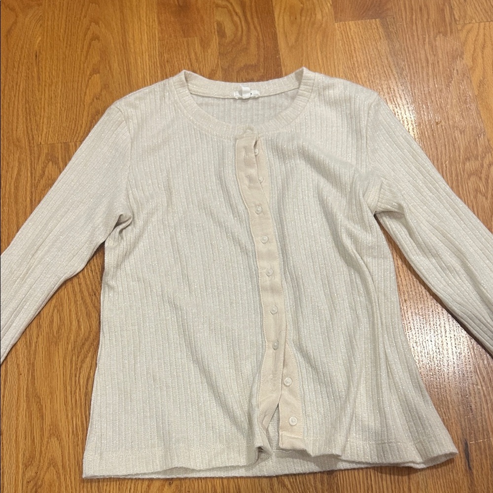 Aerie Beige Button-Down Shirt
